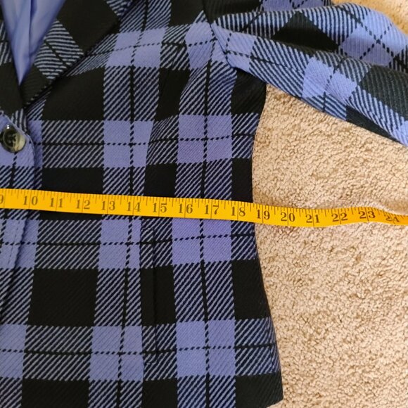 Evan-Picone Black Purple Checkered Blazer Size 8 - Picture 8 of 10